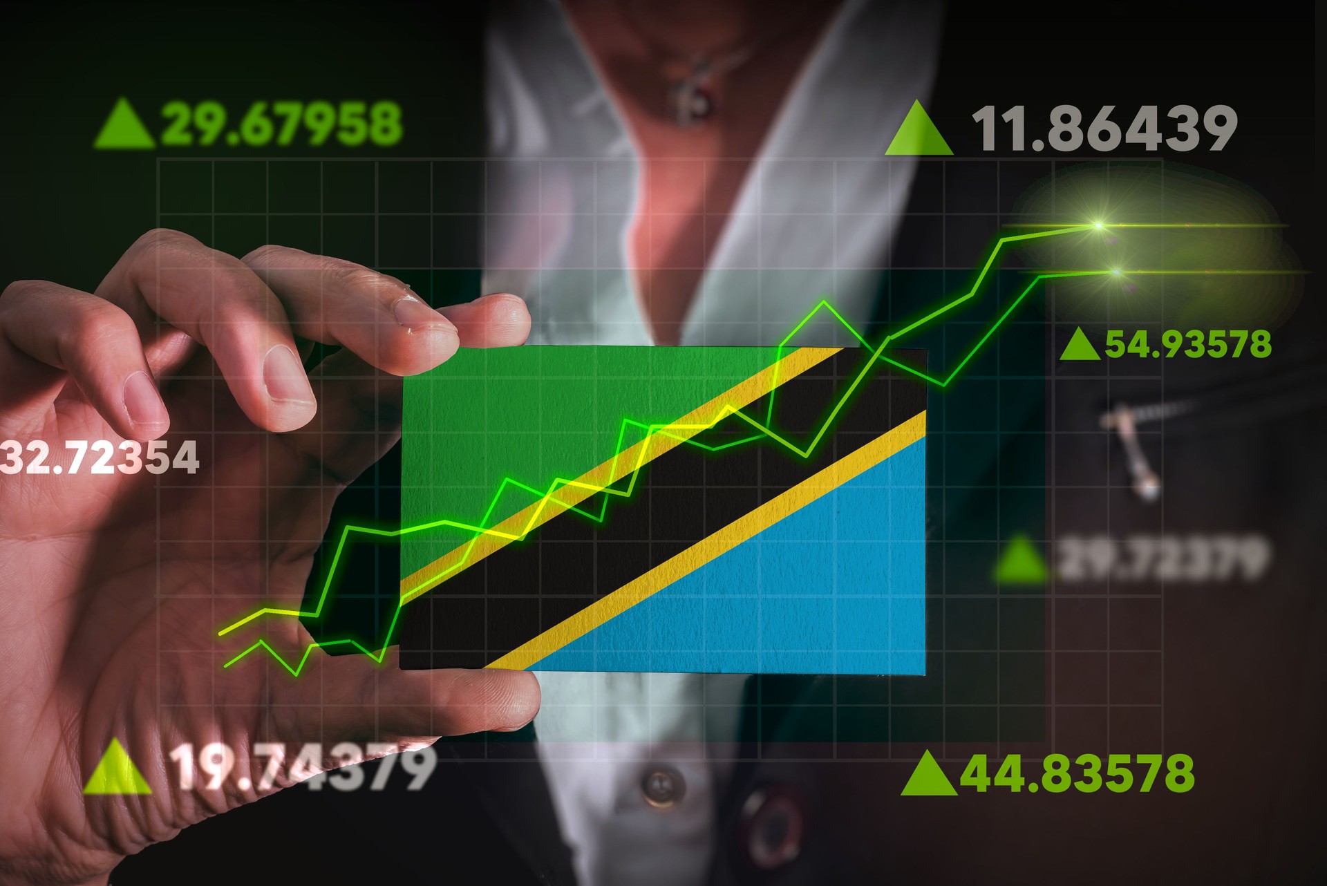 Graph growing up in Front Of Tanzania Flag.